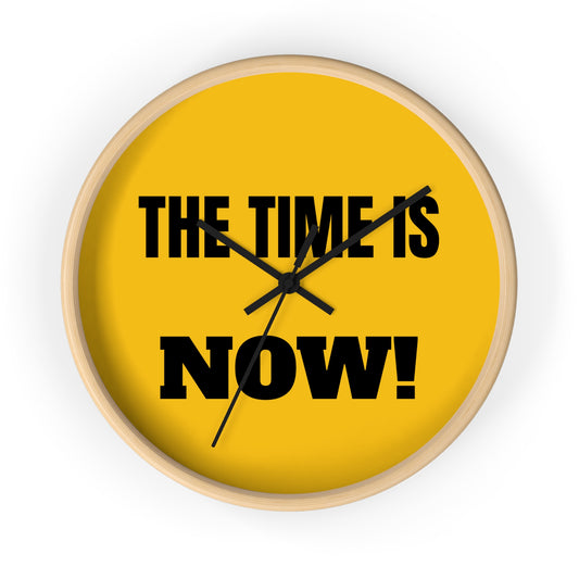 Motivational Wall Clock - "THE TIME IS NOW!" - Yellow Modern Decor